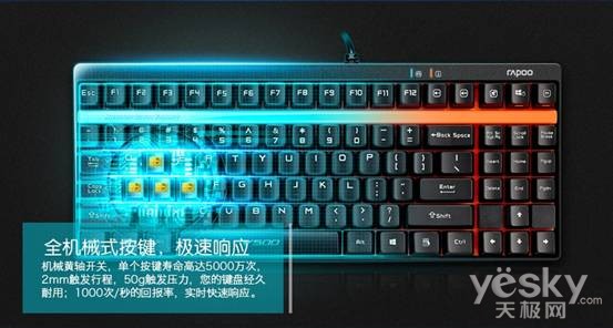 特权雷柏V500机械键盘开元棋牌谁说超窄边是手机(图3)